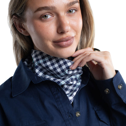 JUST COUNTRY CARLEE DOUBLE SIDED BLUE & WHITE CHECK SCARF