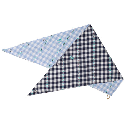 JUST COUNTRY CARLEE DOUBLE SIDED BLUE & WHITE CHECK SCARF