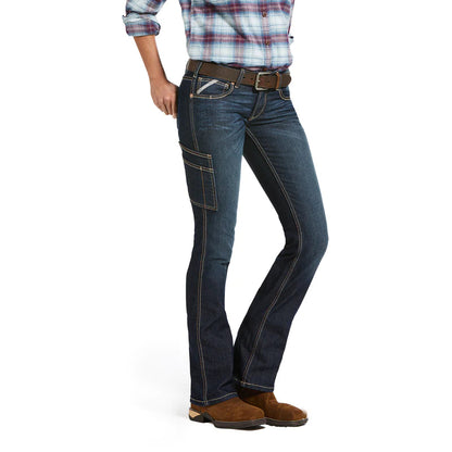 ARIAT WOMENS REBAR MID RISE BOOT CUT RIVITER HALLOW JEANS-Ranges Country