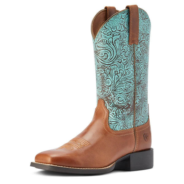 ARIAT WOMENS ROUND UP WIDE SQUARE TOE BOOTS-Ranges Country