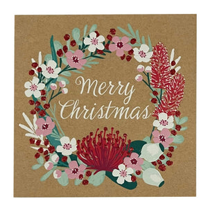 FLORAL WREATH CHRISTMAS GIFT CARD-Ranges Country