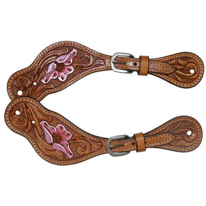 FORT WORTH FLORAL CARVED SPUR STRAPS-Ranges Country