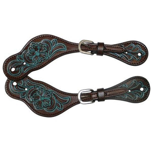 FORT WORTH LADIES TURQUOISE FLOWER SPUR STRAPS-Ranges Country