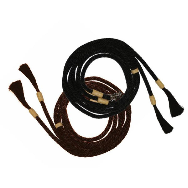 FORT WORTH SOFT ROUND SPLIT REINS w/ HORSEHAIR-Ranges Country