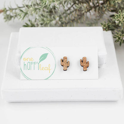 ONE HAPPY LEAF CACTUS EARRINGS