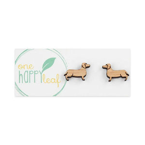 ONE HAPPY LEAF SAUSAGE DOG EARRINGS-Ranges Country