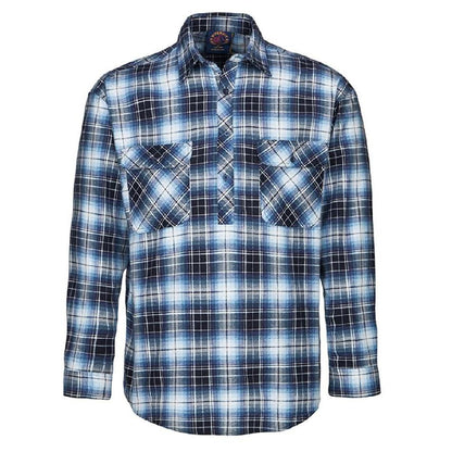 RITEMATE MENS HALF BUTTON FLANNELETTE SHIRT-Ranges Country