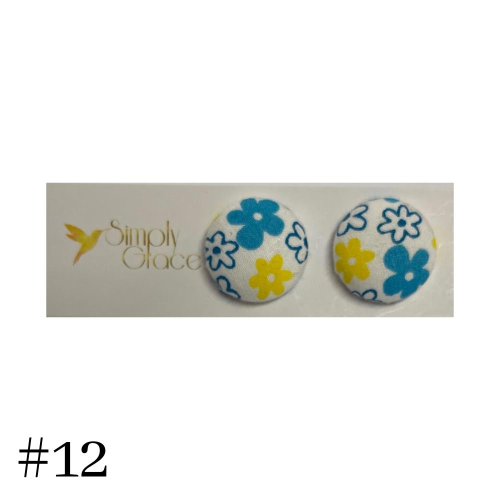 SIMPLY GRACE FABRIC STUD EARRINGS 19mm