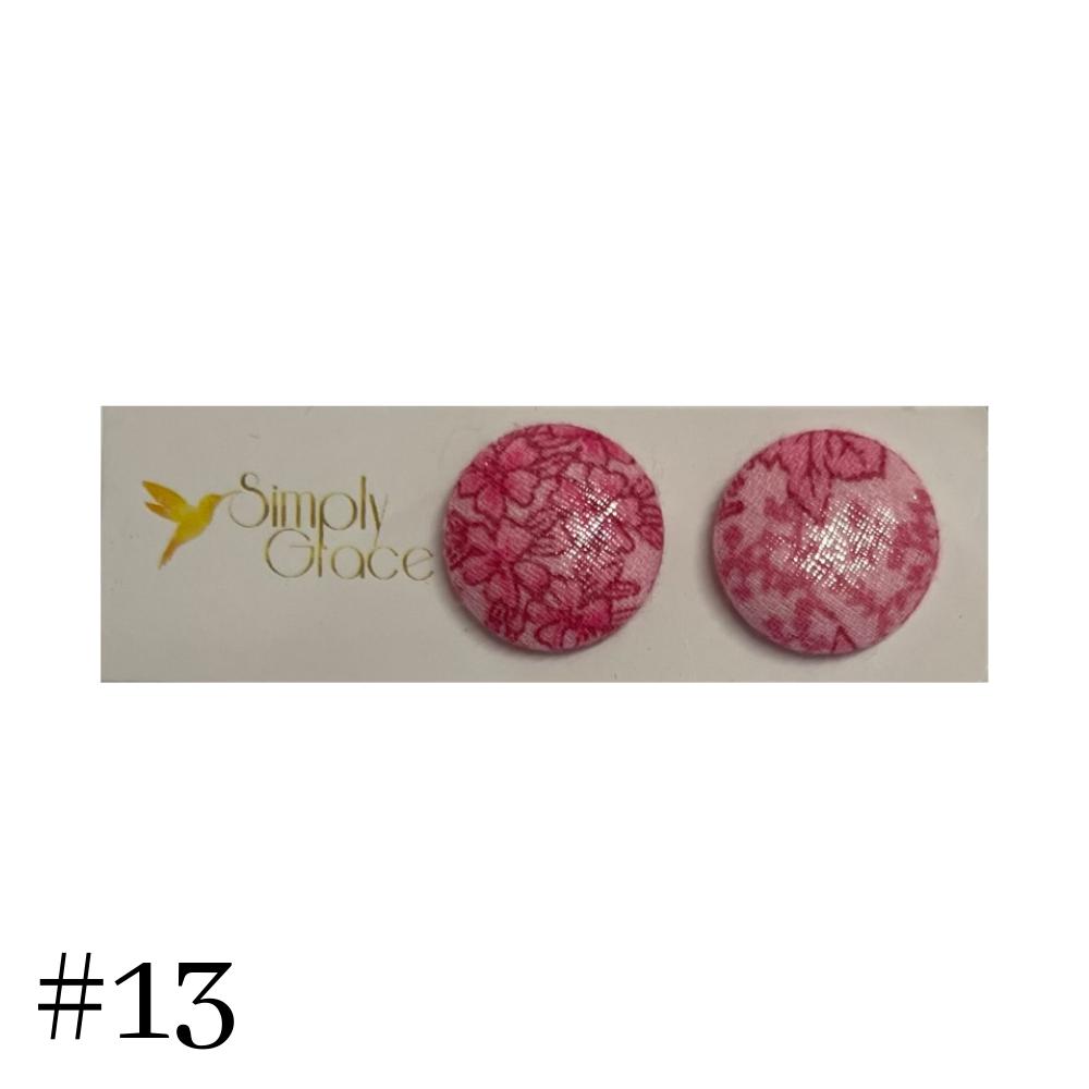 SIMPLY GRACE FABRIC STUD EARRINGS 19mm