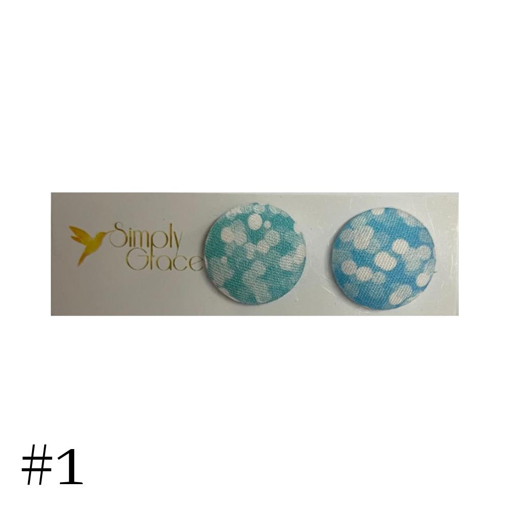 SIMPLY GRACE FABRIC STUD EARRINGS 19mm