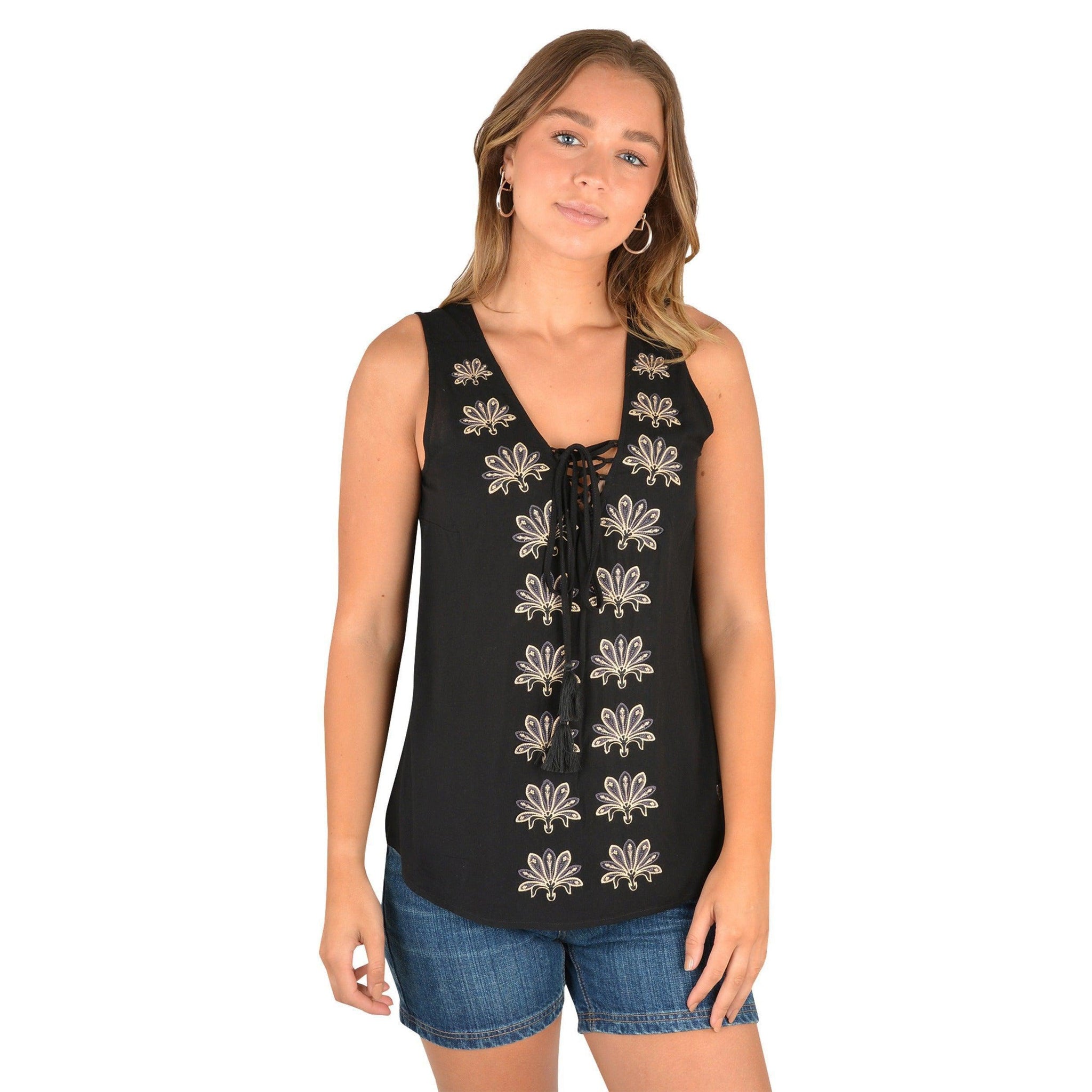 WRANGLER WOMENS ROSALIE WOVEN TANK-Ranges Country